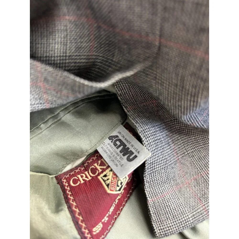 Vintage Cricketeer Blazer Men's‎ 42 Gray USA Made Wool 2 Button Single Vented